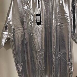 Fashion Nova Silver Short Sleeve Top